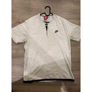 Nike Sportswear Bonded Henley Shirt Mens Large Grey Black Short Sleeve Tee L